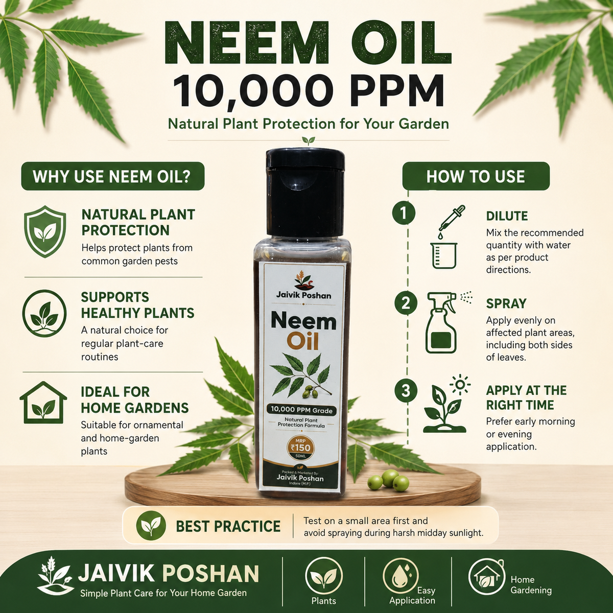 Organic Neem Oil 50ml 10,000PPM
