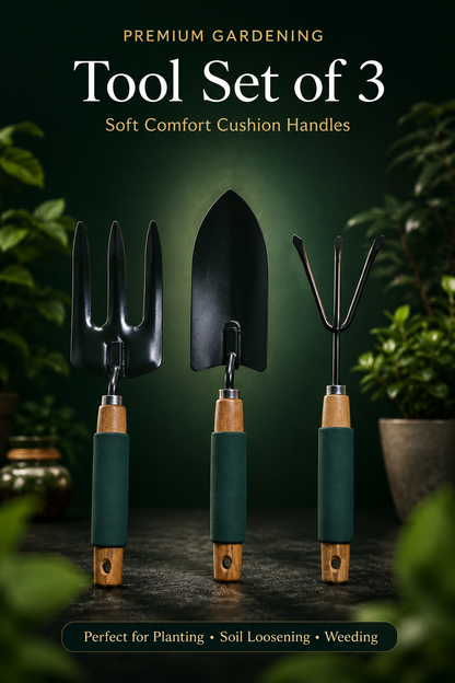 Premium Gardening Tool Kit set of 3 (Cushion Handles)